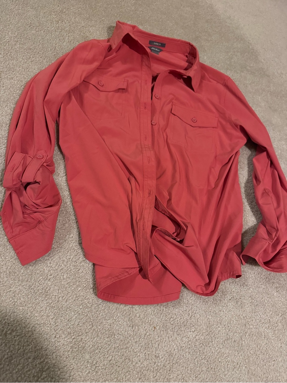 Eddie Bauer Coral Button-Down Utility Shirt